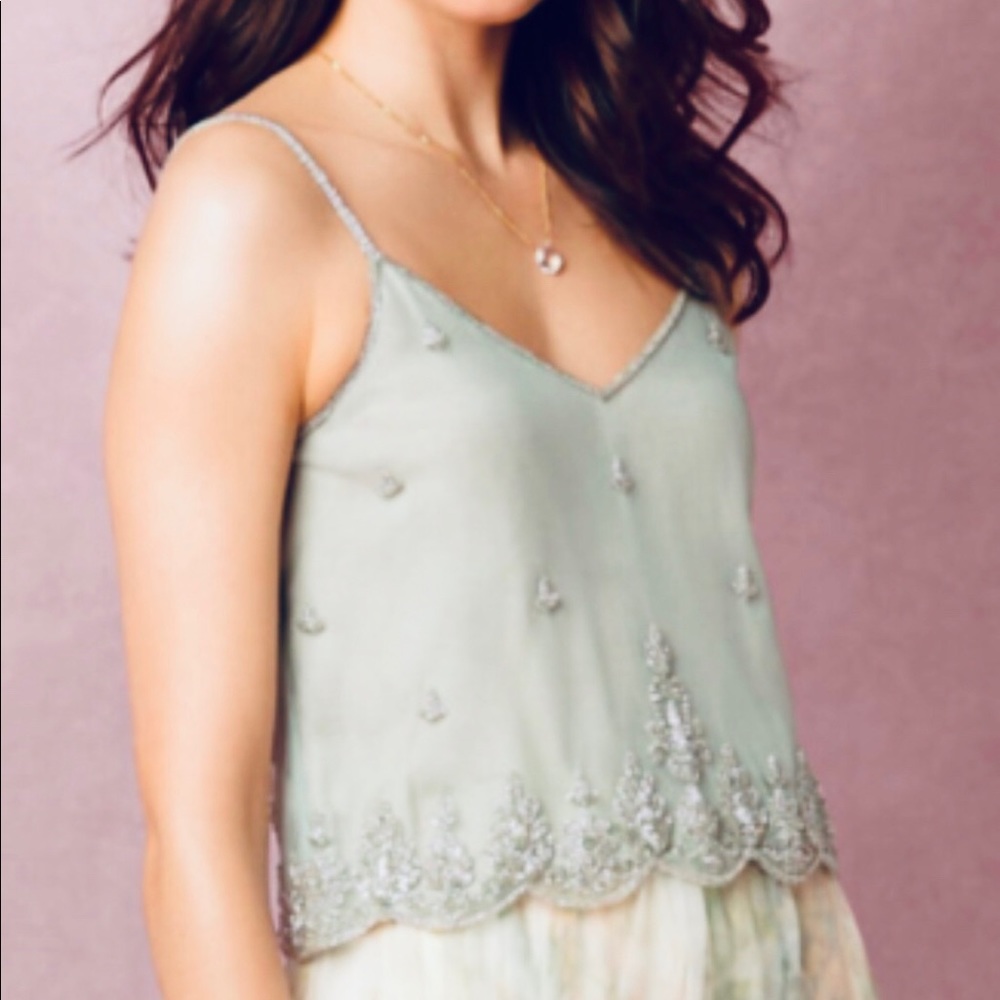BHLDN handbeaded v-neck camisole, Sz Small